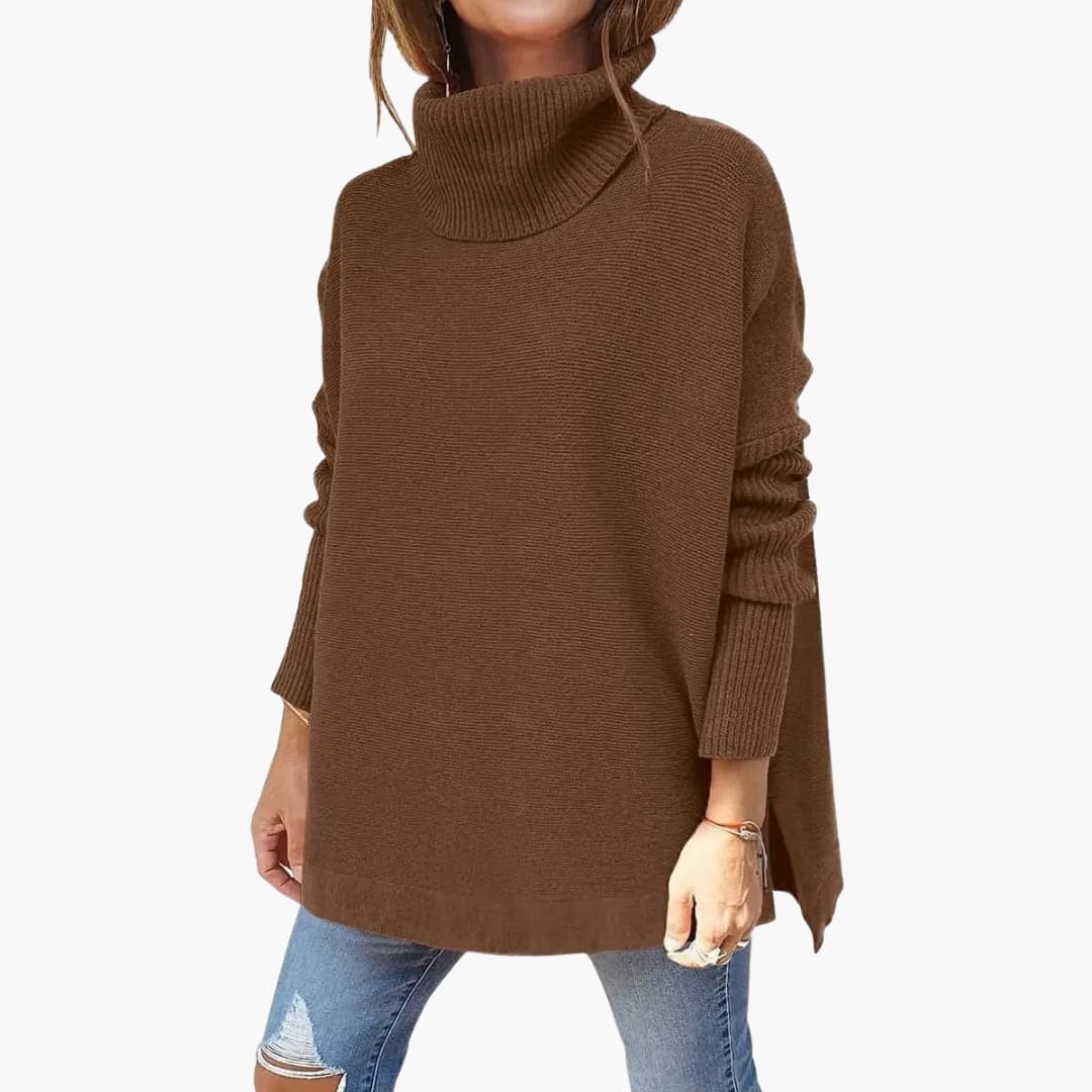 Women's Turtleneck Knit Sweater with Oversized Fit - photo 4