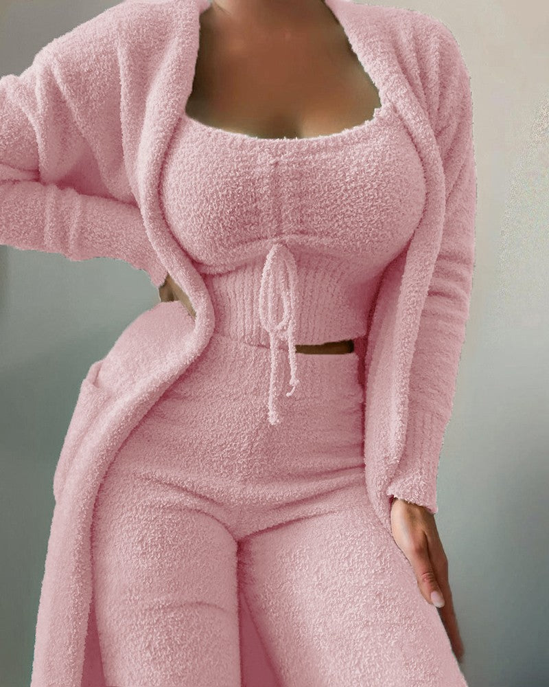 Paulina - Women's Three-Piece Lounge Set with Cardigan