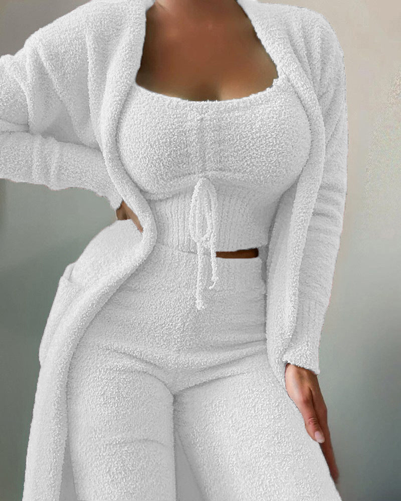 Paulina - Women's Three-Piece Lounge Set with Cardigan