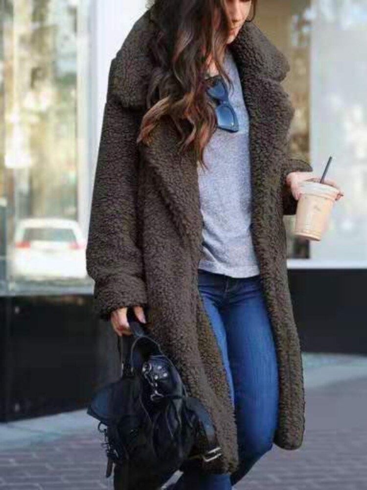 Soft Women's Fleece Teddy Coat Long Style - photo 3