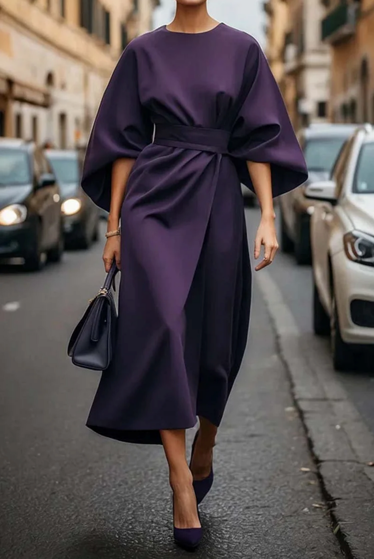 Grace | Elegant Dress with Lantern Sleeves and Belt - photo 7