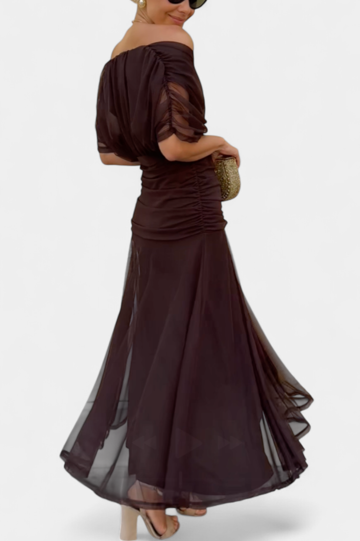 Women's Off-Shoulder Ruched Floral Midi Dress - photo 12
