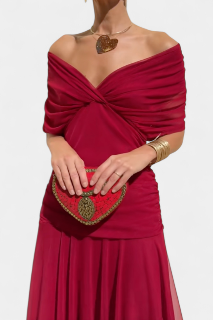 Women's Off-Shoulder Ruched Floral Midi Dress - photo 6