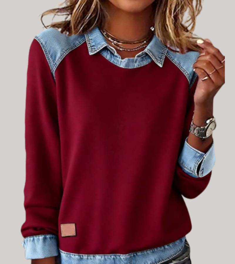 Hedda - Women's Jumper with Contrast Collar