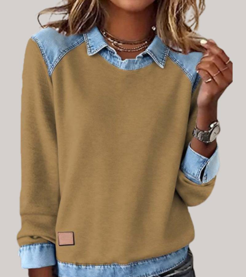 Roxanne - Women's Jumper with Contrast Collar
