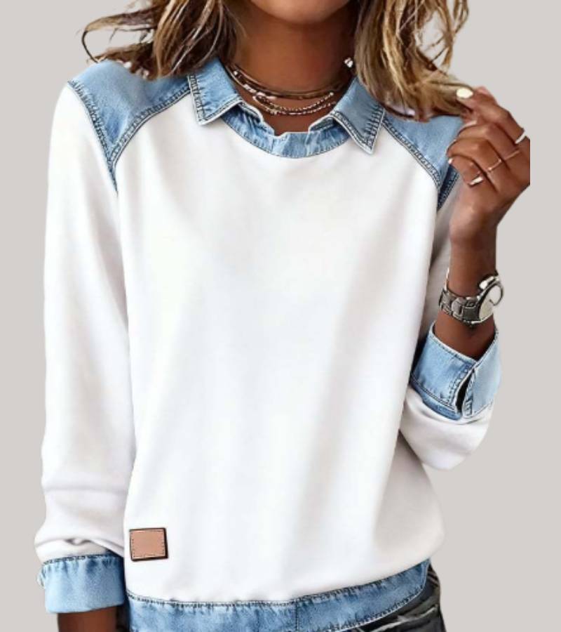 Roxanne - Women's Jumper with Contrast Collar