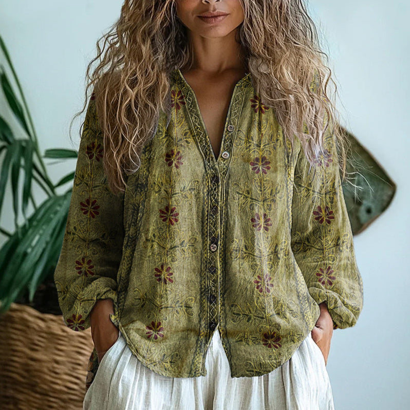 Women’s Boho Vintage Floral Printed Blouse - photo 4