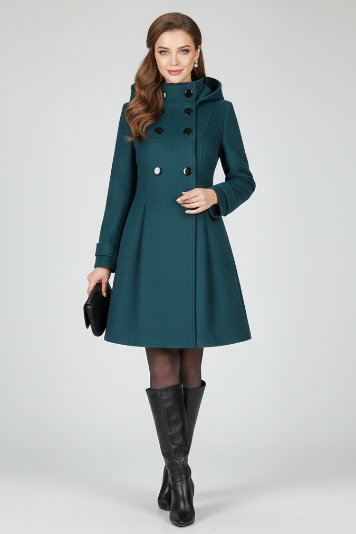 Women’s Coat with Hood and Double Button Front - photo 1