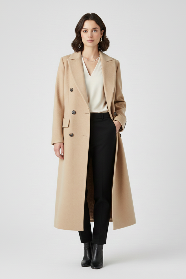 Women’s Coat with Lapel Collar and Button Fastening - photo 2