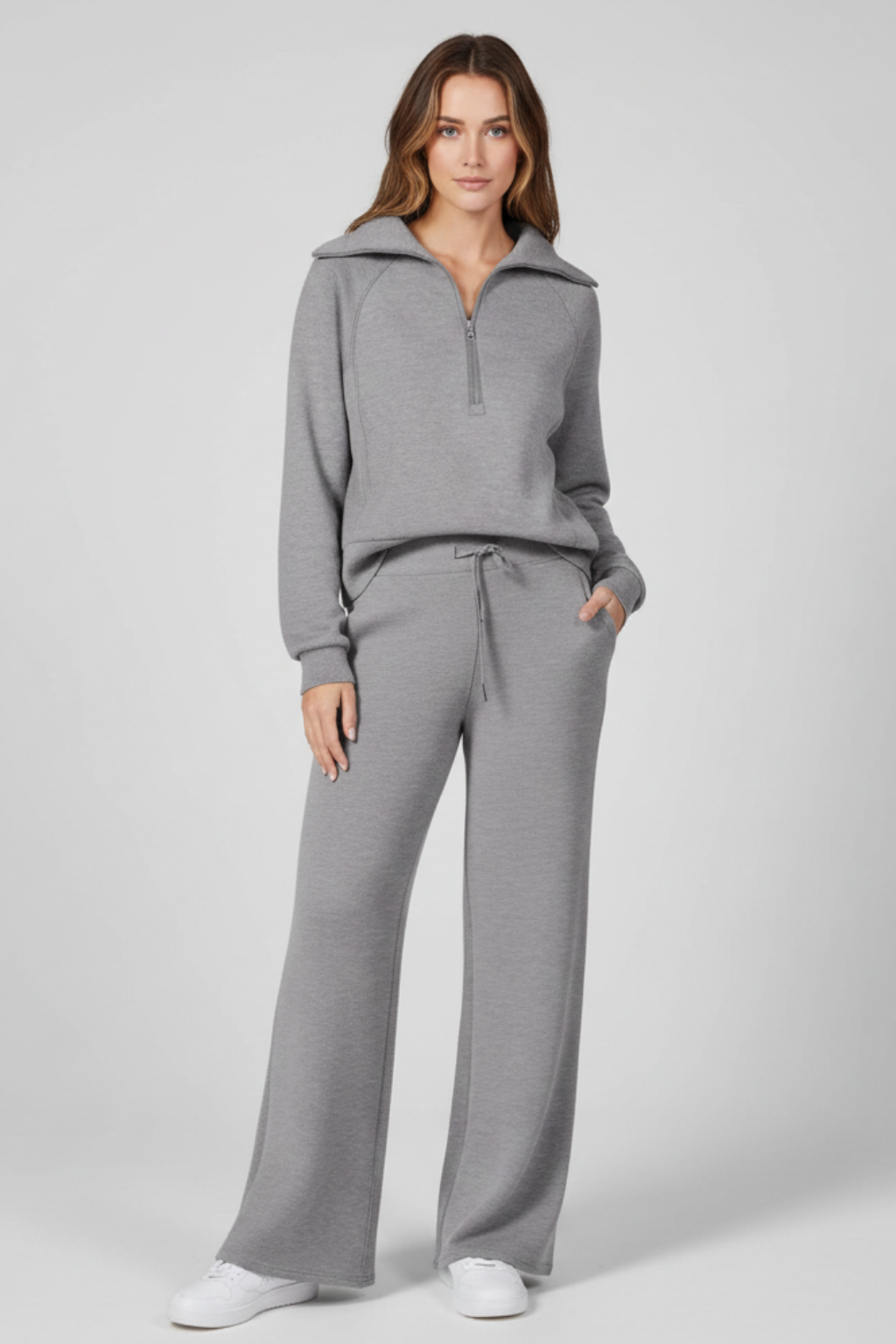 Women’s Sleek Lounge Set with Zip-Detail Top - photo 3