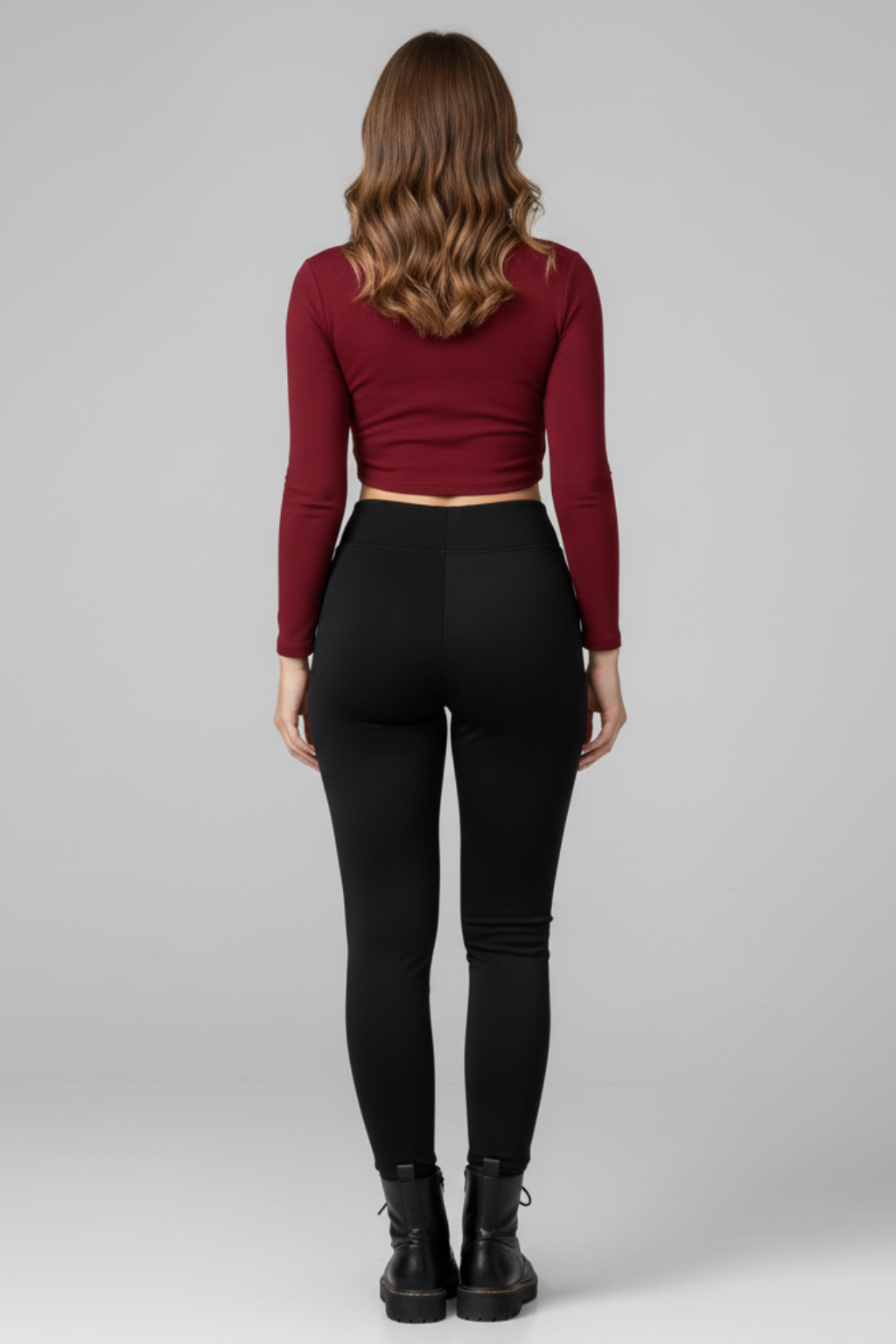 Women’s High Waisted Leather Look Panel Leggings Stretch Slim Fit Pants - photo 2