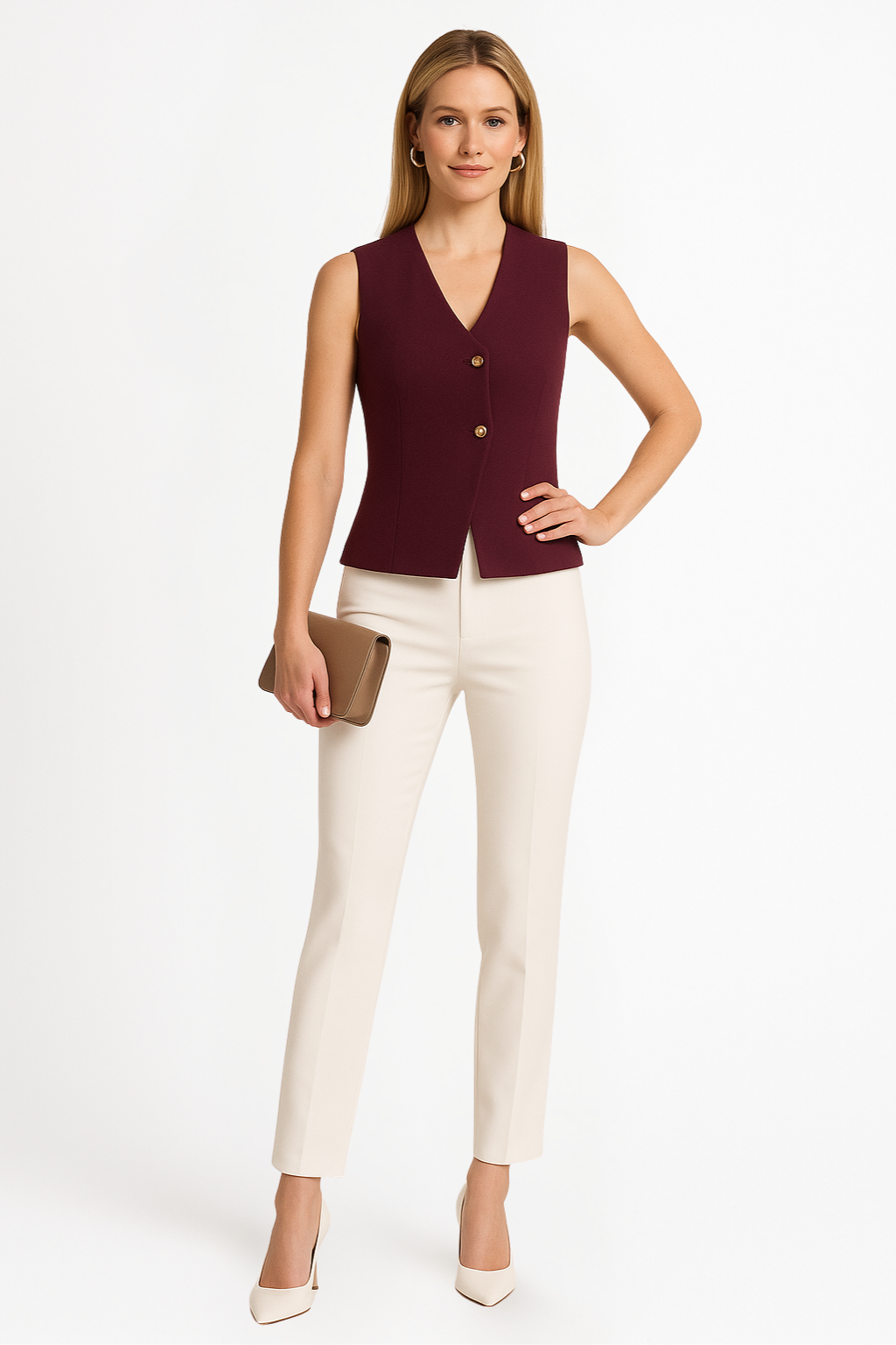 Women’s Sleeveless Blazer Vest Elegant Tailored Waistcoat Top - photo 1