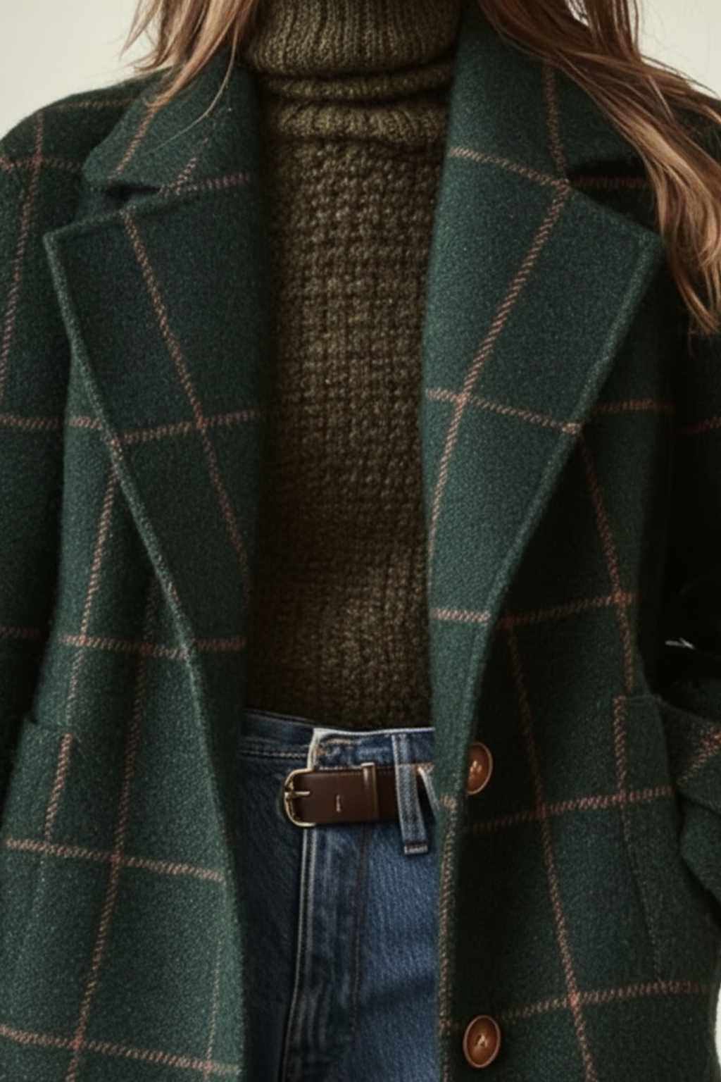 Women's Retro Lapel Plaid Tweed Coat - photo 4