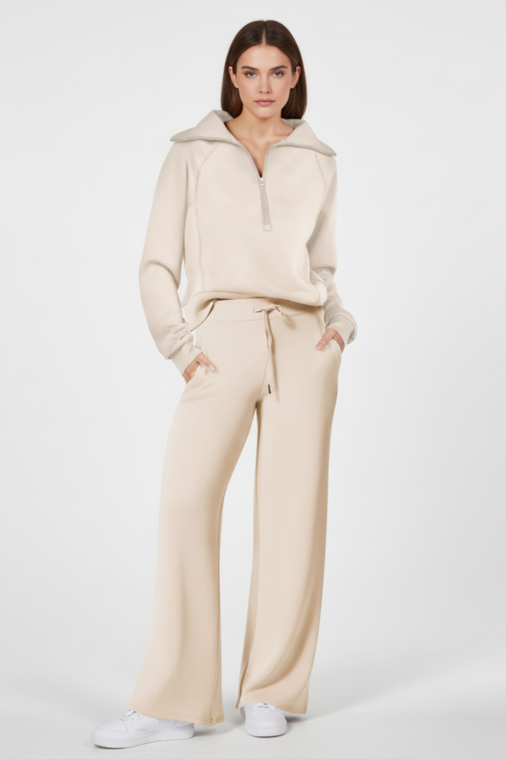 Women’s Sleek Lounge Set with Zip-Detail Top - photo 1