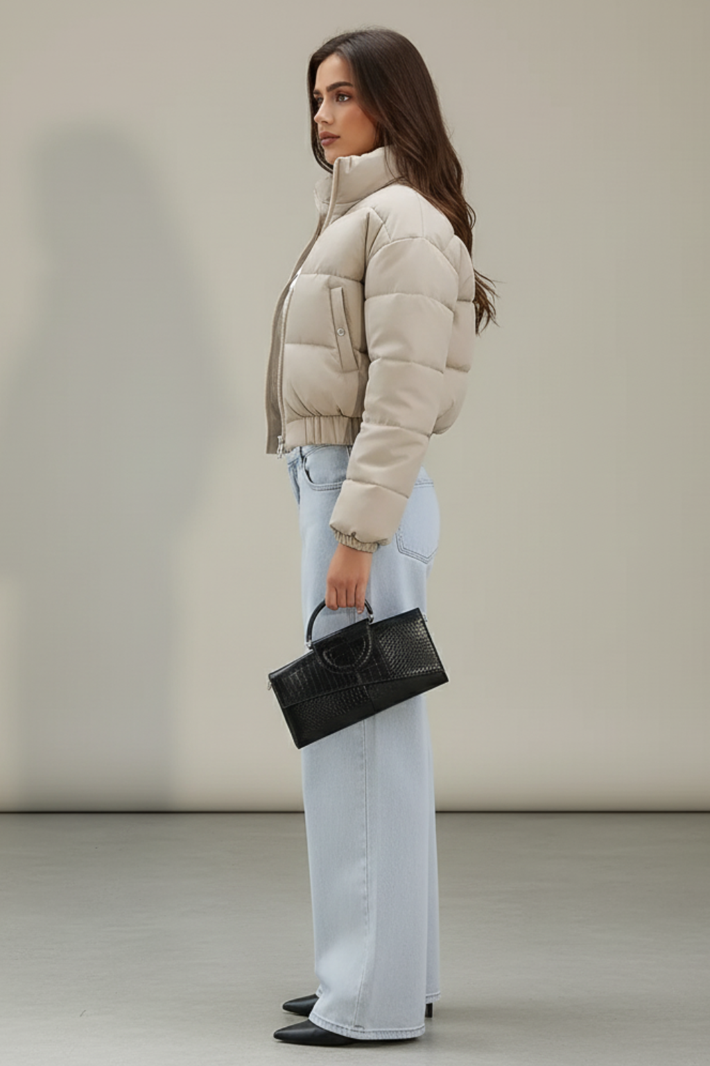 Women’s Cropped Puffer Jacket Warm Padded Short Winter Coat - photo 3