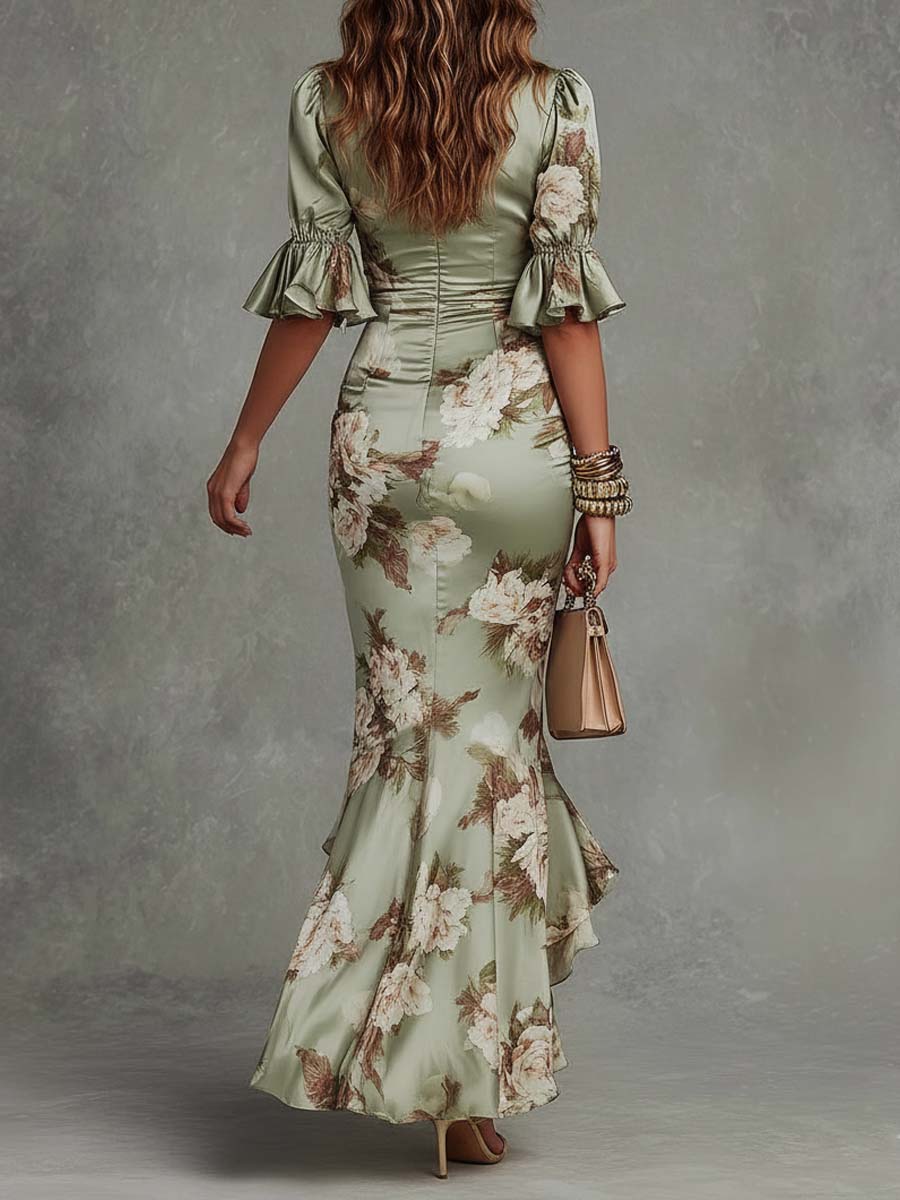 Ivy - Women's Floral Satin Maxi Dress - photo 3