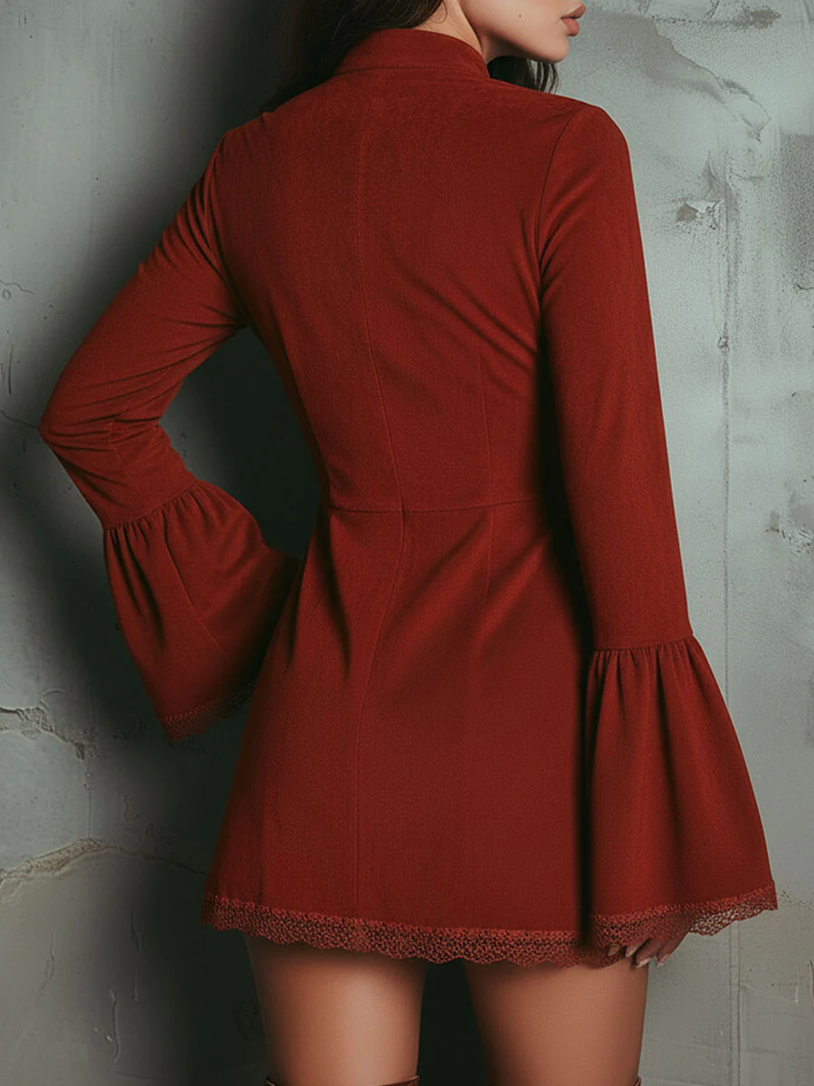Charlotte - Women's Vintage Suede Midi Dress - photo 3