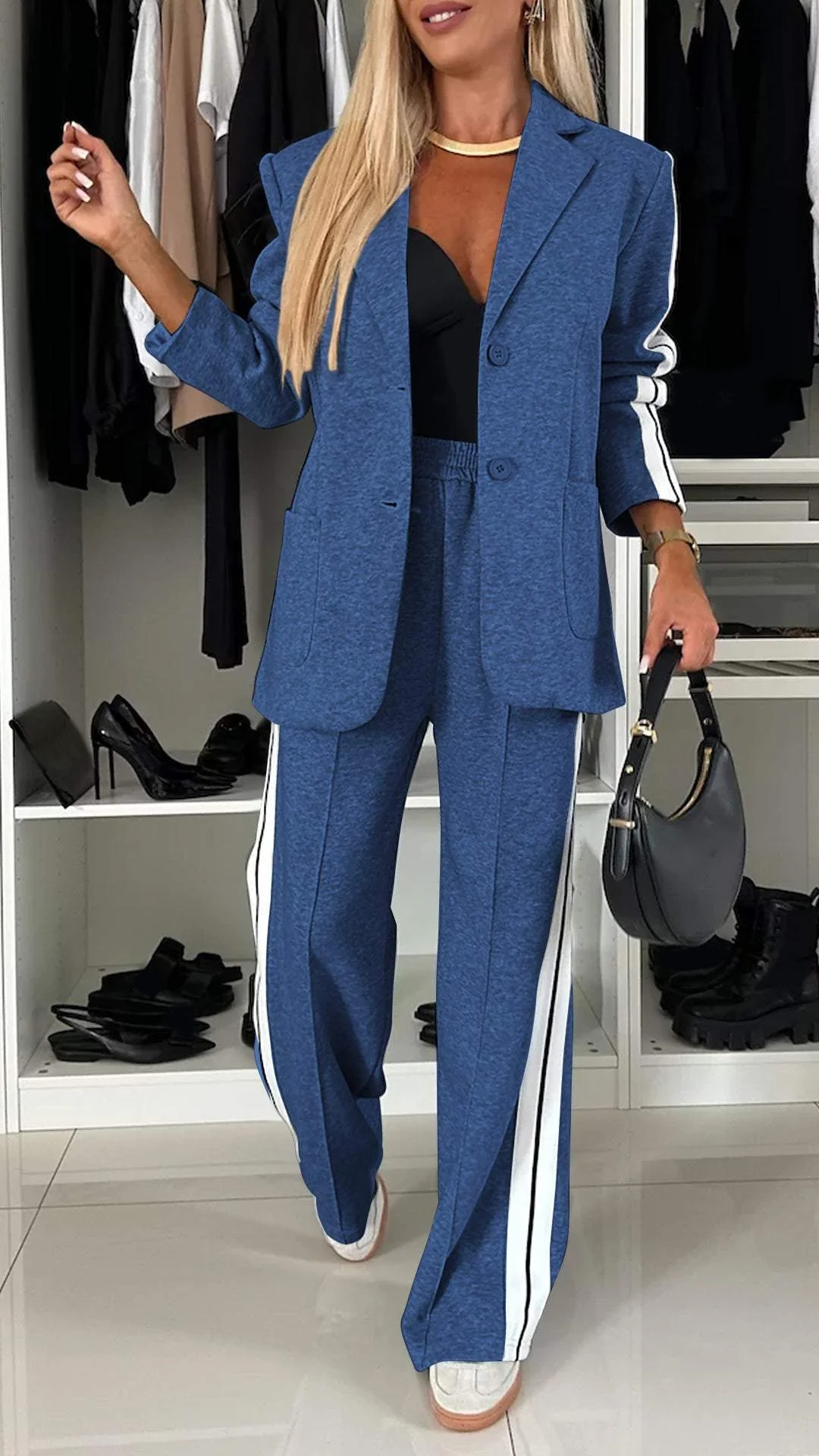 Daphne - Women's Luxe Striped Blazer and Pant Set - photo 7