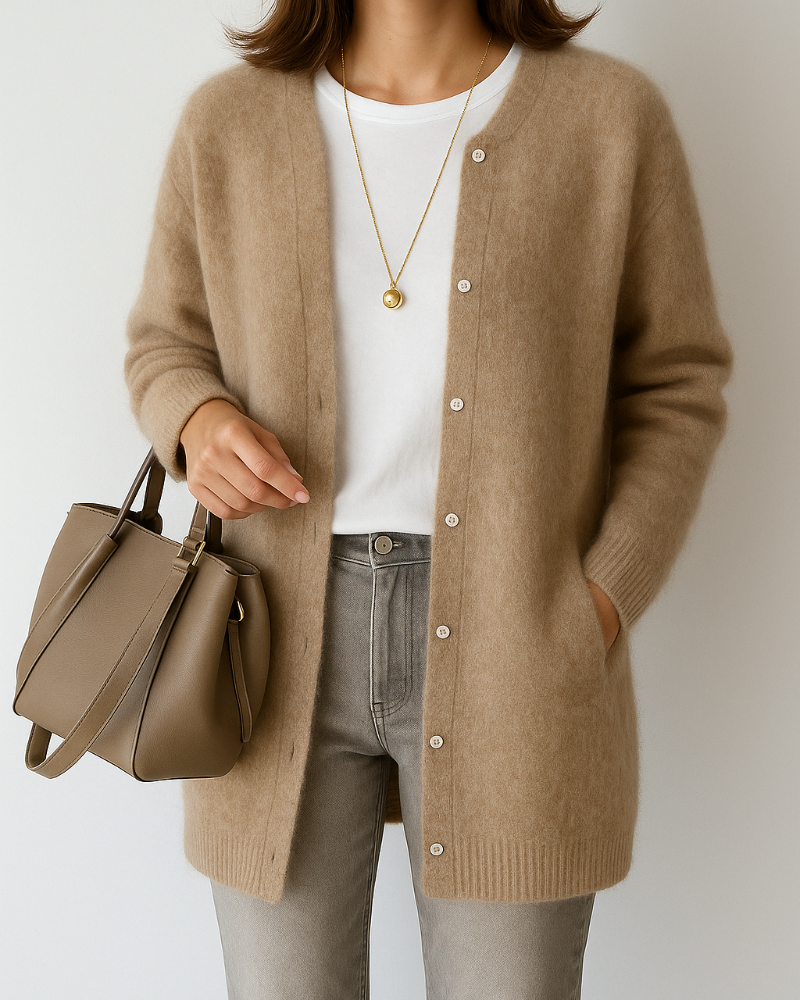 Ally - Women's Relaxed Cardigan with Button Front and Side Pockets - photo 1