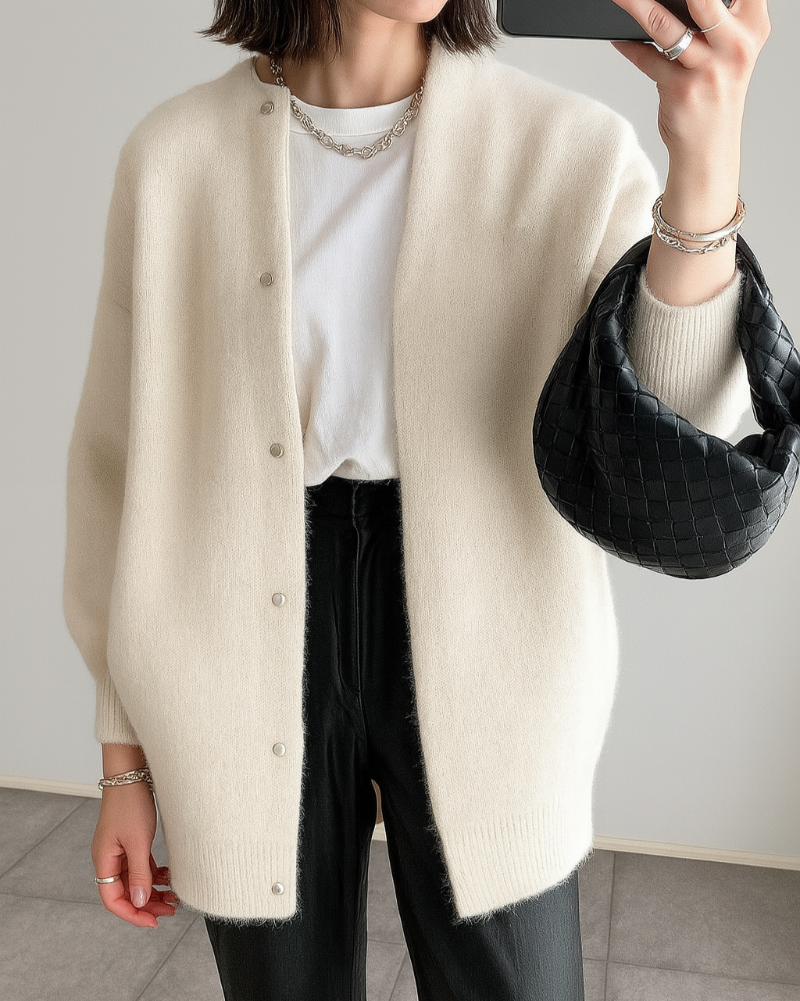 Ally - Women's Relaxed Cardigan with Button Front and Side Pockets - photo 3