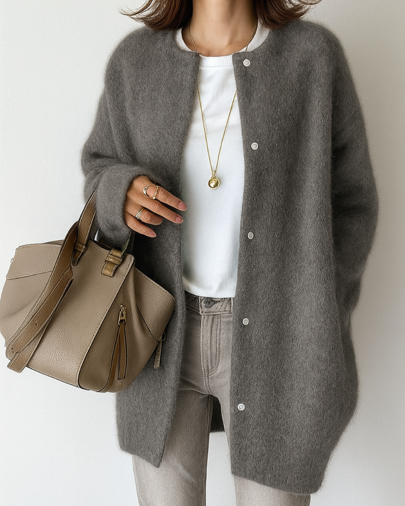 Ally - Women's Relaxed Cardigan with Button Front and Side Pockets - photo 5