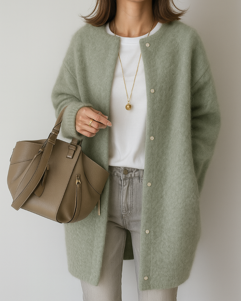 Ally - Women's Relaxed Cardigan with Button Front and Side Pockets - photo 6