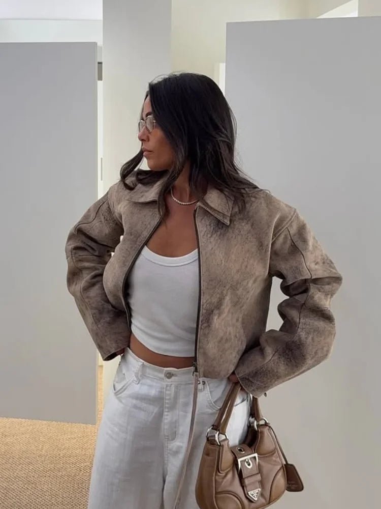 Annie - Women's Bomber Jacket with Zip Front and Collar - photo 1