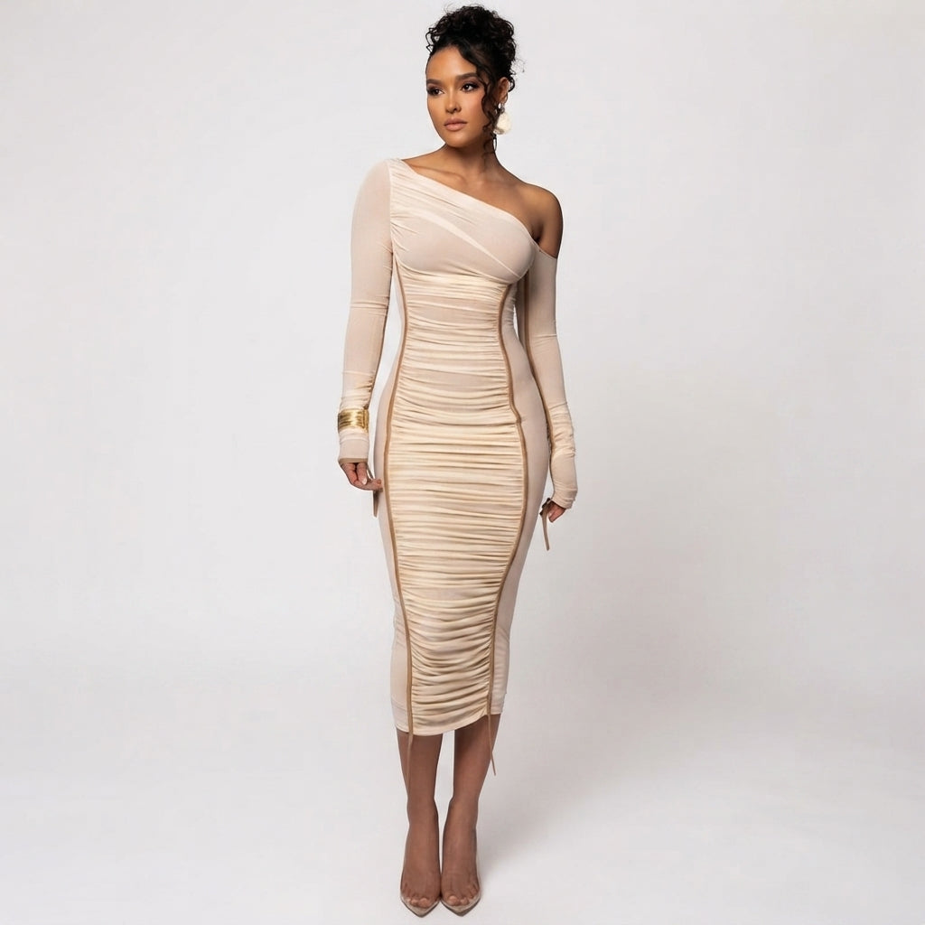 Arbella - Women's Dress with Ruching and One-Shoulder Neckline - photo 13