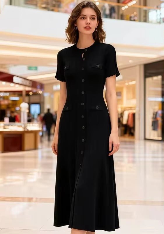 Ariadne - Women's Knitted Midi Dress with Button Front - photo 4