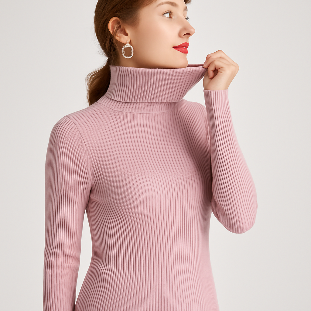 Autumn - Women's Ribbed Jumper with Roll Neck - photo 3