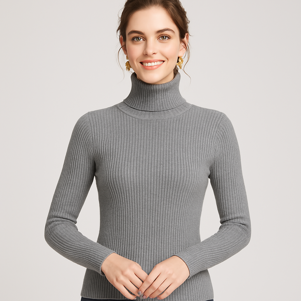Autumn - Women's Ribbed Jumper with Roll Neck - photo 6