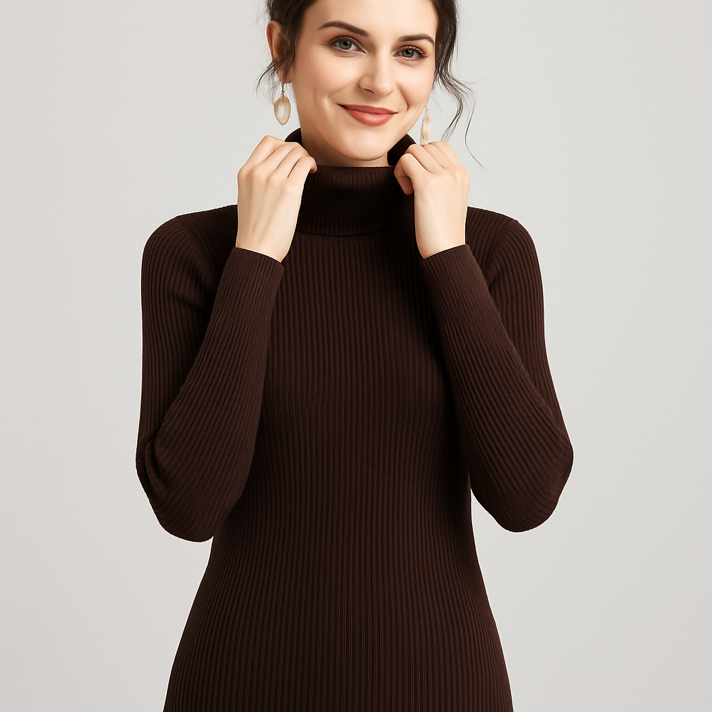 Autumn - Women's Ribbed Jumper with Roll Neck - photo 8