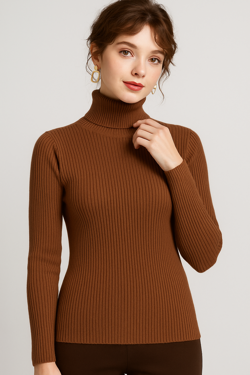 Autumn - Women's Ribbed Jumper with Roll Neck - photo 9