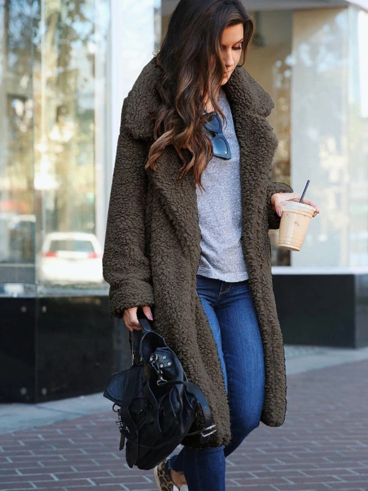 Soft Women's Fleece Teddy Coat Long Style - photo 8