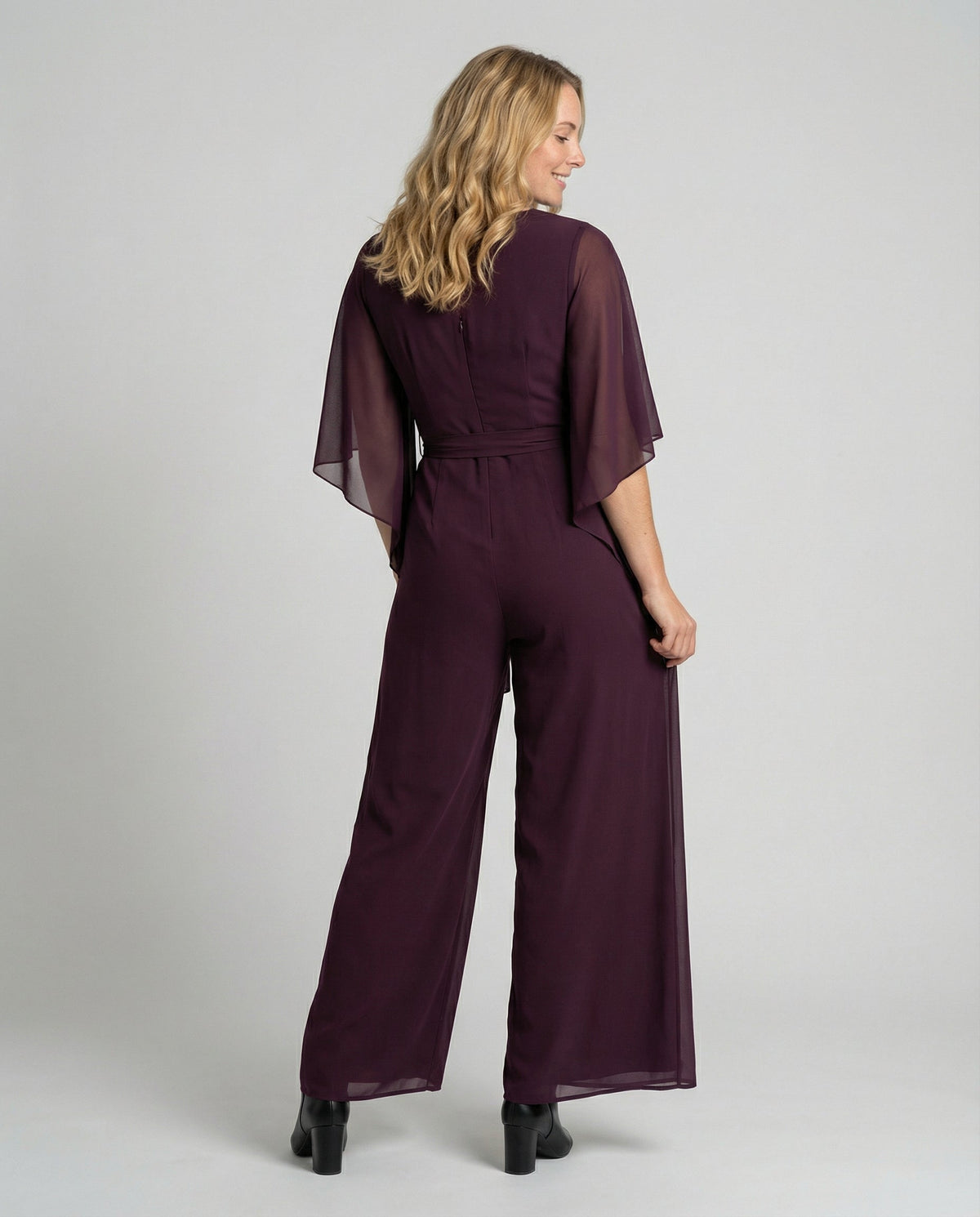 Women's Chiffon Sleeve Wide Leg Wedding Guest Jumpsuit - photo 2