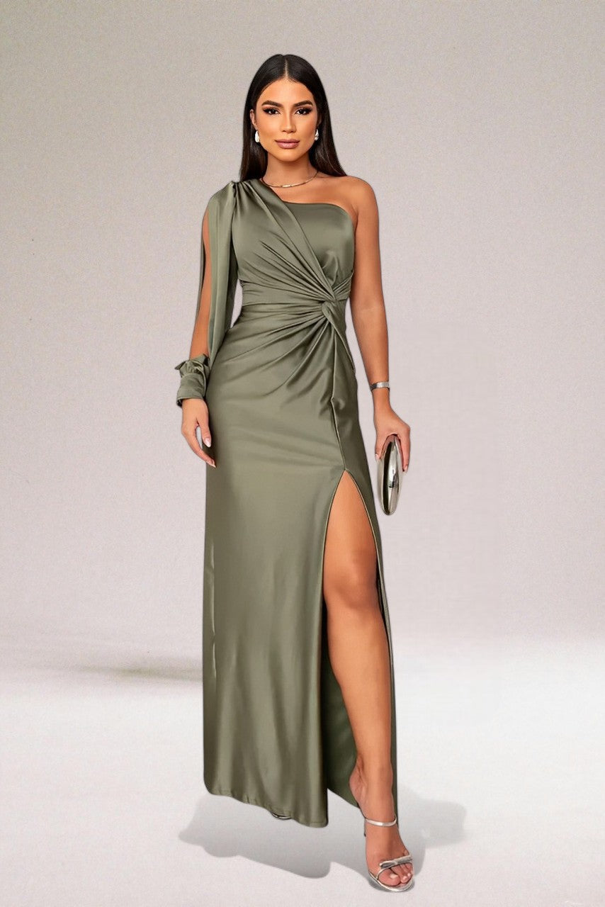 Benedicta - Women's Satin Jumper with One-Shoulder Neckline - photo 4