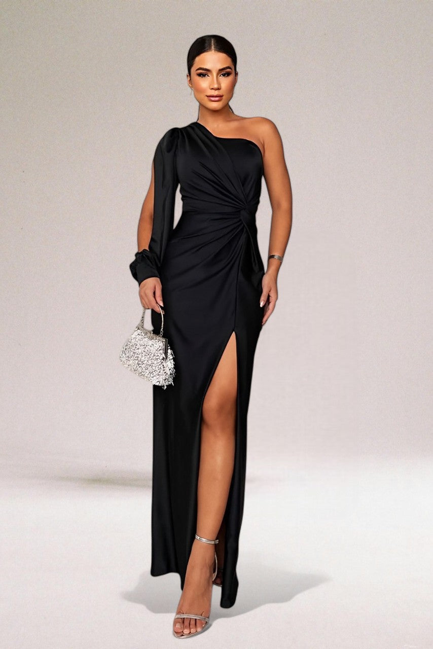 Benedicta - Women's Satin Jumper with One-Shoulder Neckline - photo 6