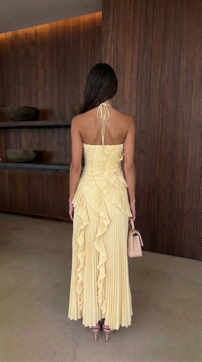 Clemence - Women's Maxi Dress with Pleats and Ruffle Trim - photo 12
