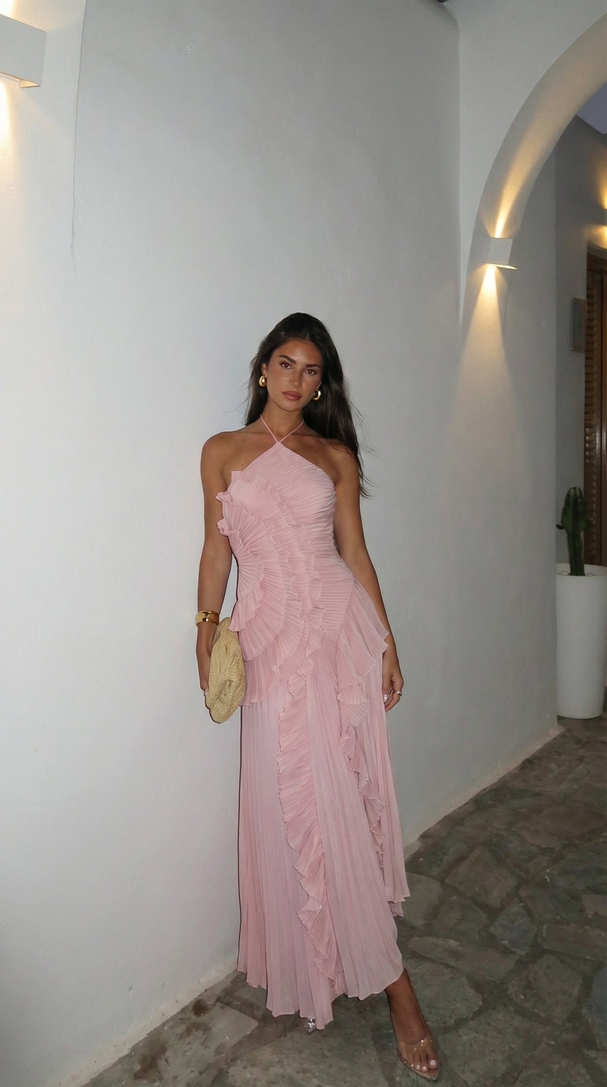 Clemence - Women's Maxi Dress with Pleats and Ruffle Trim - photo 4