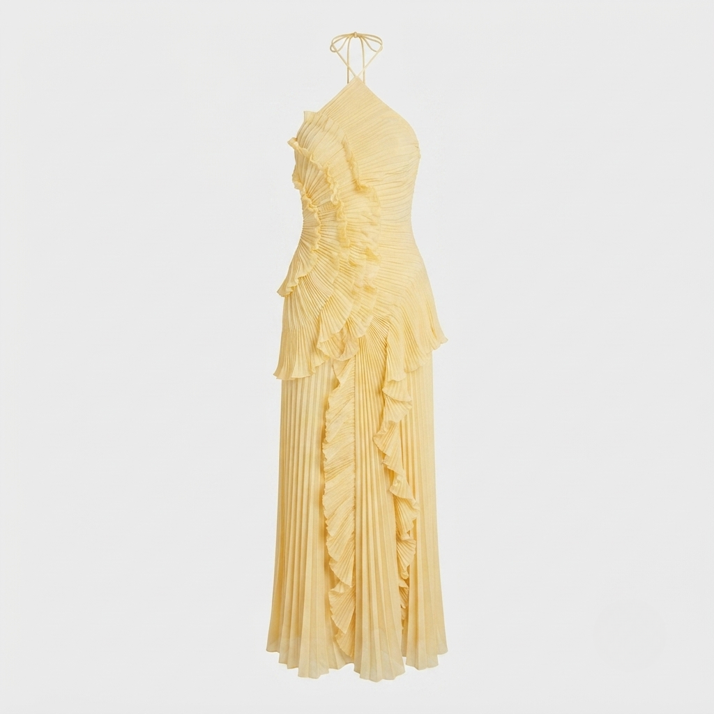 Clemence - Women's Maxi Dress with Pleats and Ruffle Trim - photo 7