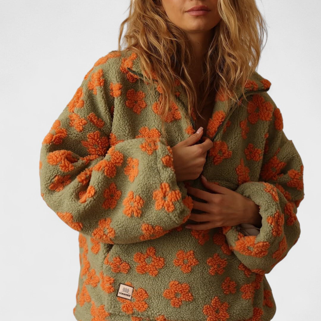 Darla - Women's Fleece-Lined Jumper with Floral Print - photo 3