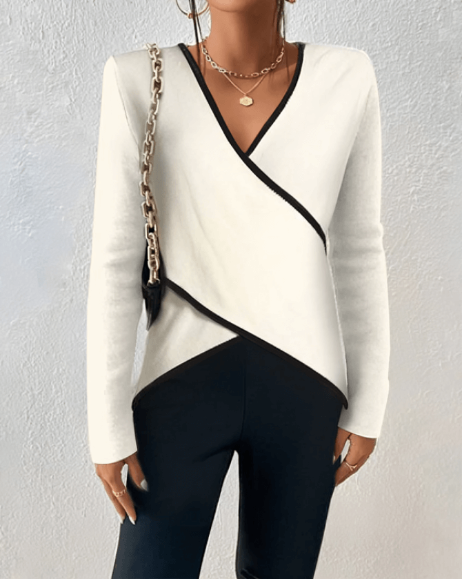 Stylish V-Neck Wrap Blouse for Women - photo 2