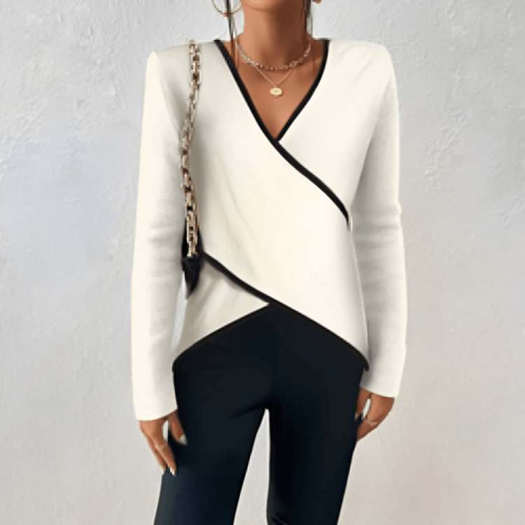 Stylish V-Neck Wrap Blouse for Women - photo 1