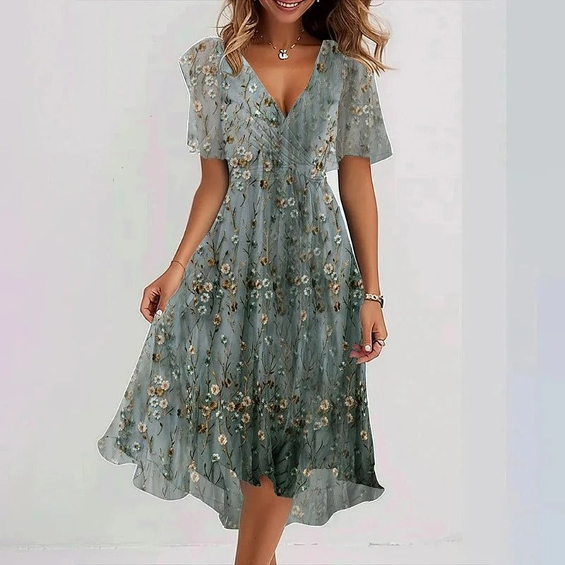 Rosalie - Women's Ruffled Floral Midi Dress - photo 10