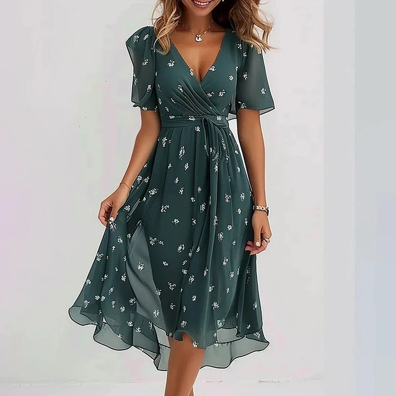 Rosalie - Women's Ruffled Floral Midi Dress - photo 6