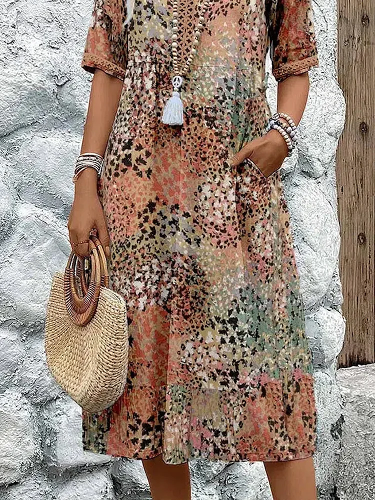 Harper | Elegant Floral Midi Dress with Tummy Coverage - photo 7
