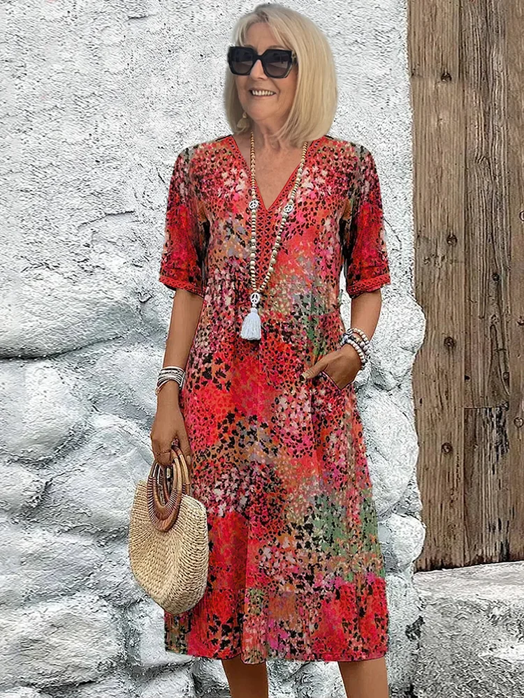 Harper | Elegant Floral Midi Dress with Tummy Coverage - photo 3