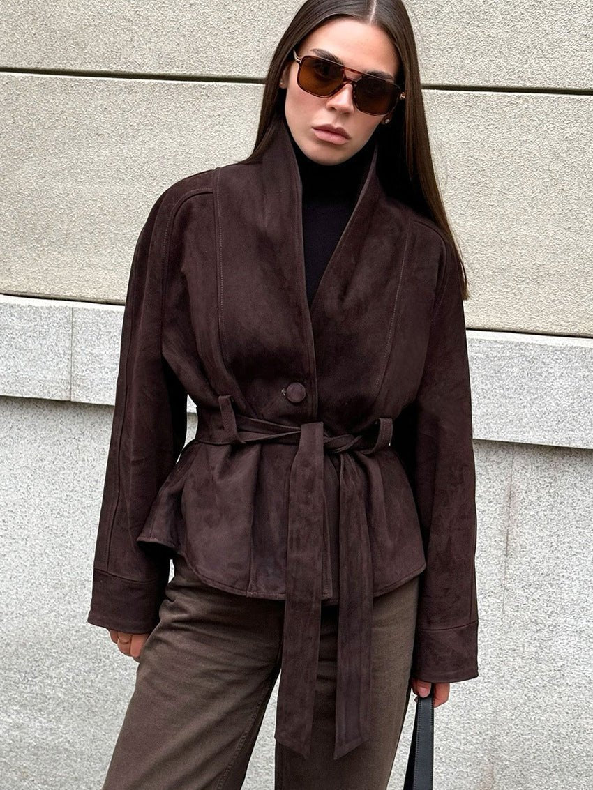 Elara - Women's Trench Coat with Button Front and Tie Belt - photo 1