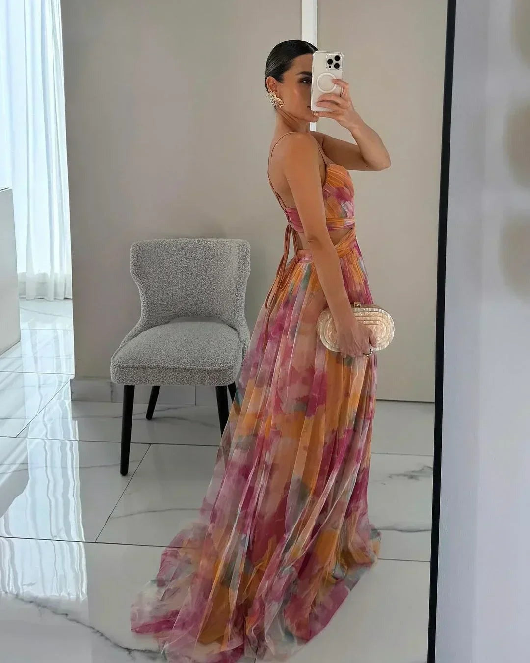 Women's Maxi Dress with Textured Layers - photo 4