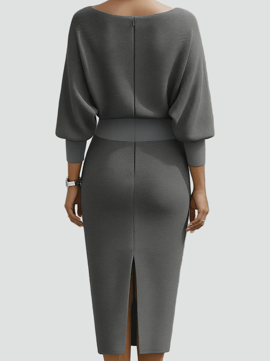 Ernestine - Women's Knitted Dress with Three-Quarter Sleeves - photo 11